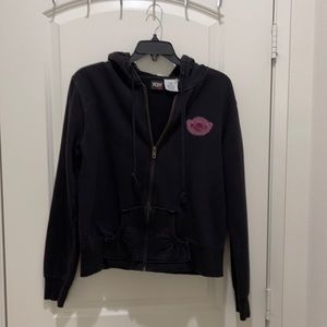 Roxy size XL zip up hoodie black and pink